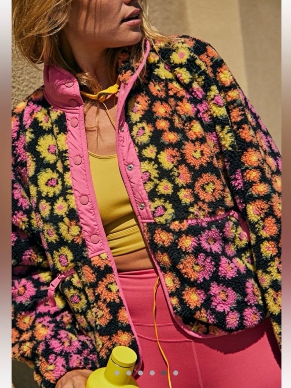 Free People Rocky Ridge Hit the Slopes fleece - Pink & Yellow daisy print